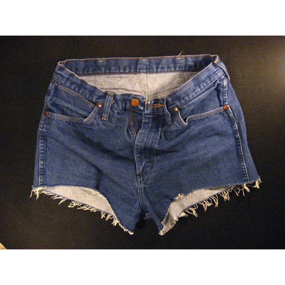 Wrangler Pants - Wrangler Vintage JEAN SHORTS Cut Off  W 30 MEASURED Blue Denim Hot Pants
